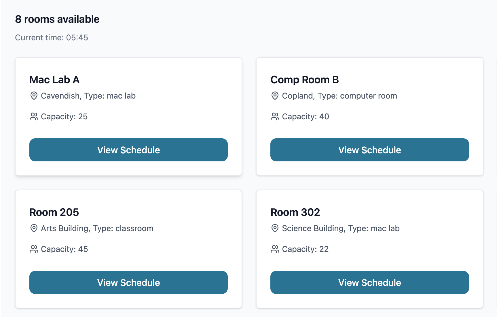 StudySpace admin dashboard for room management and scheduling